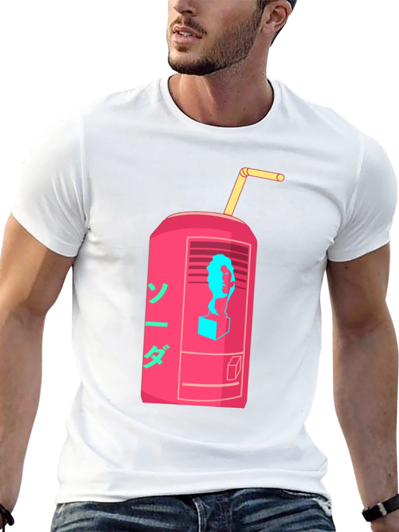 Retro Soda Can Graphic Tee - Black Cotton Blend