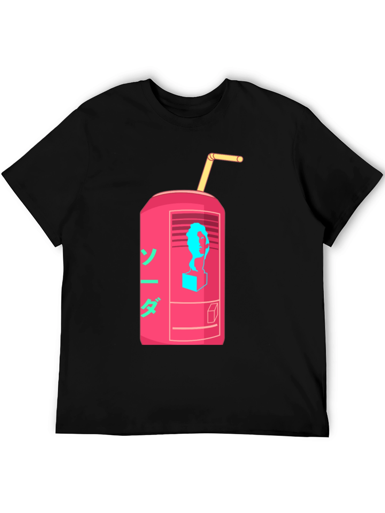 Retro Soda Can Graphic Tee - Black Cotton Blend