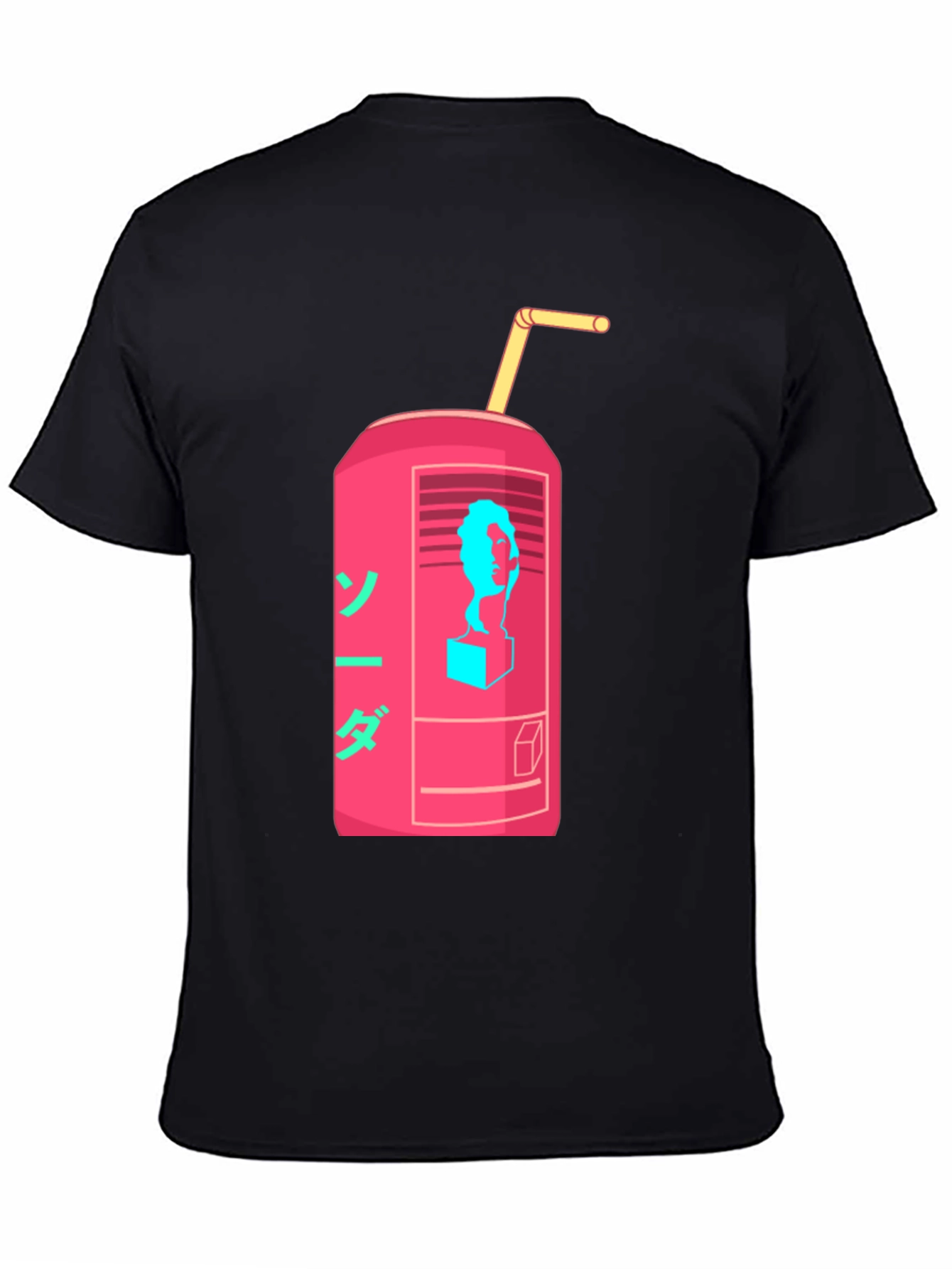Retro Soda Can Graphic Tee - Black Cotton Blend