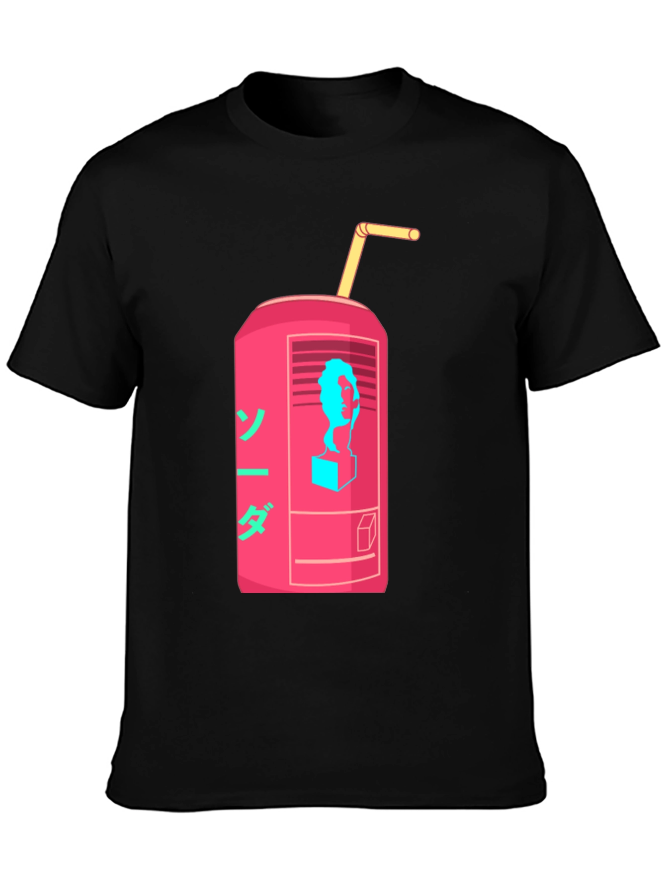 Retro Soda Can Graphic Tee - Black Cotton Blend