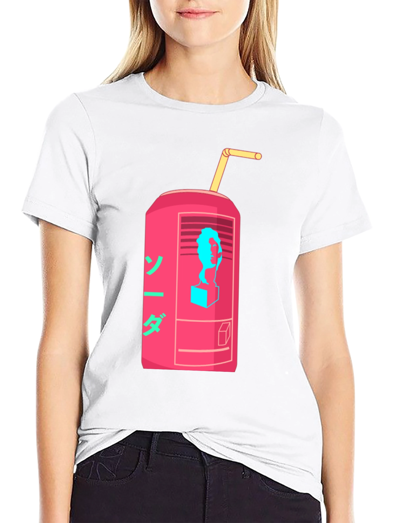 Retro Soda Can Graphic Tee - Black Cotton Blend