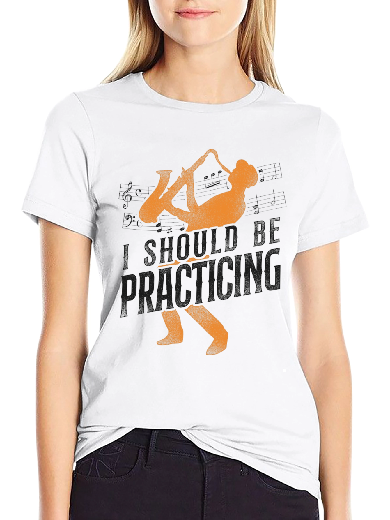 Saxophone Player Graphic T-Shirt - Black