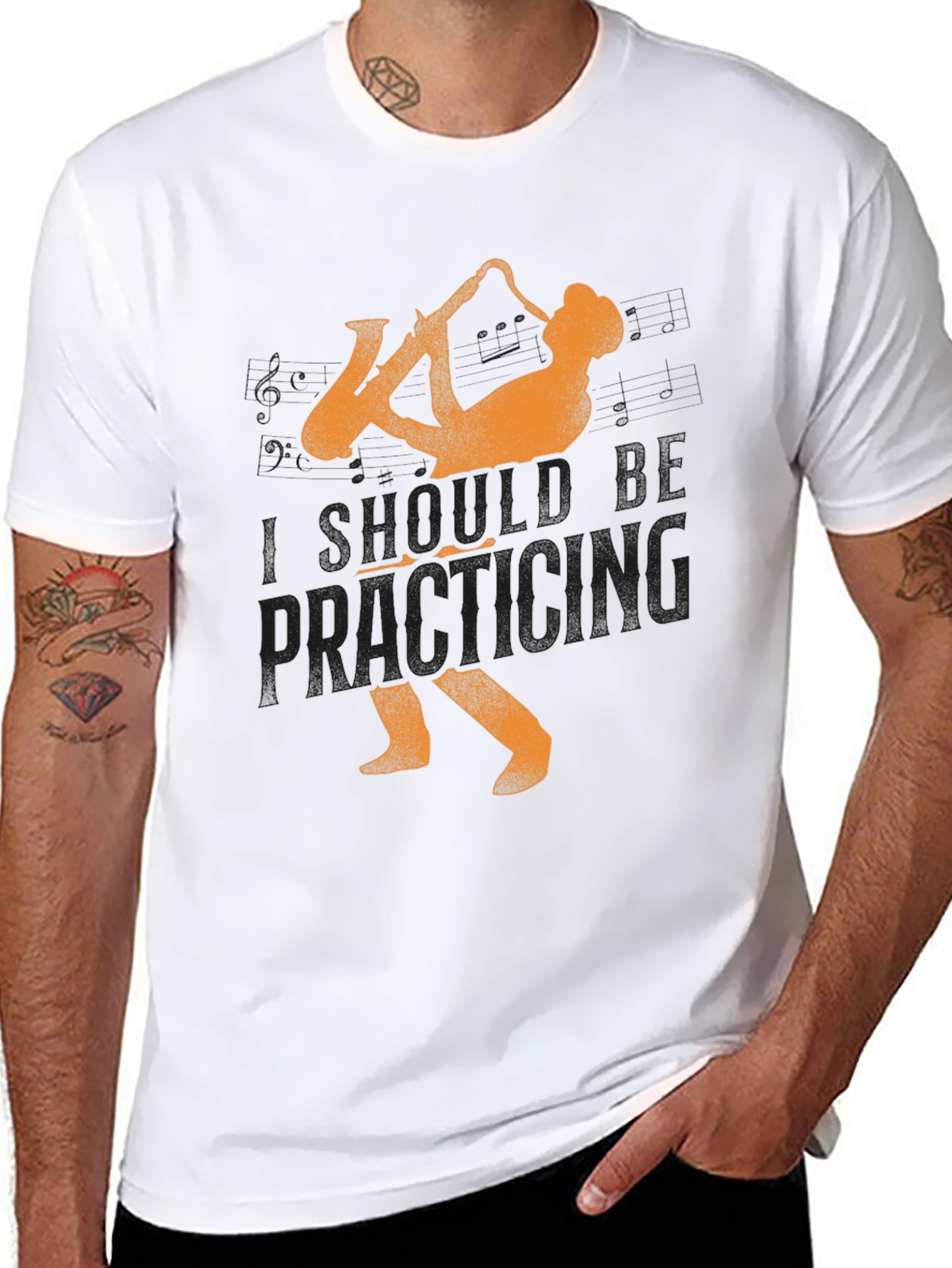 Saxophone Player Graphic T-Shirt - Black