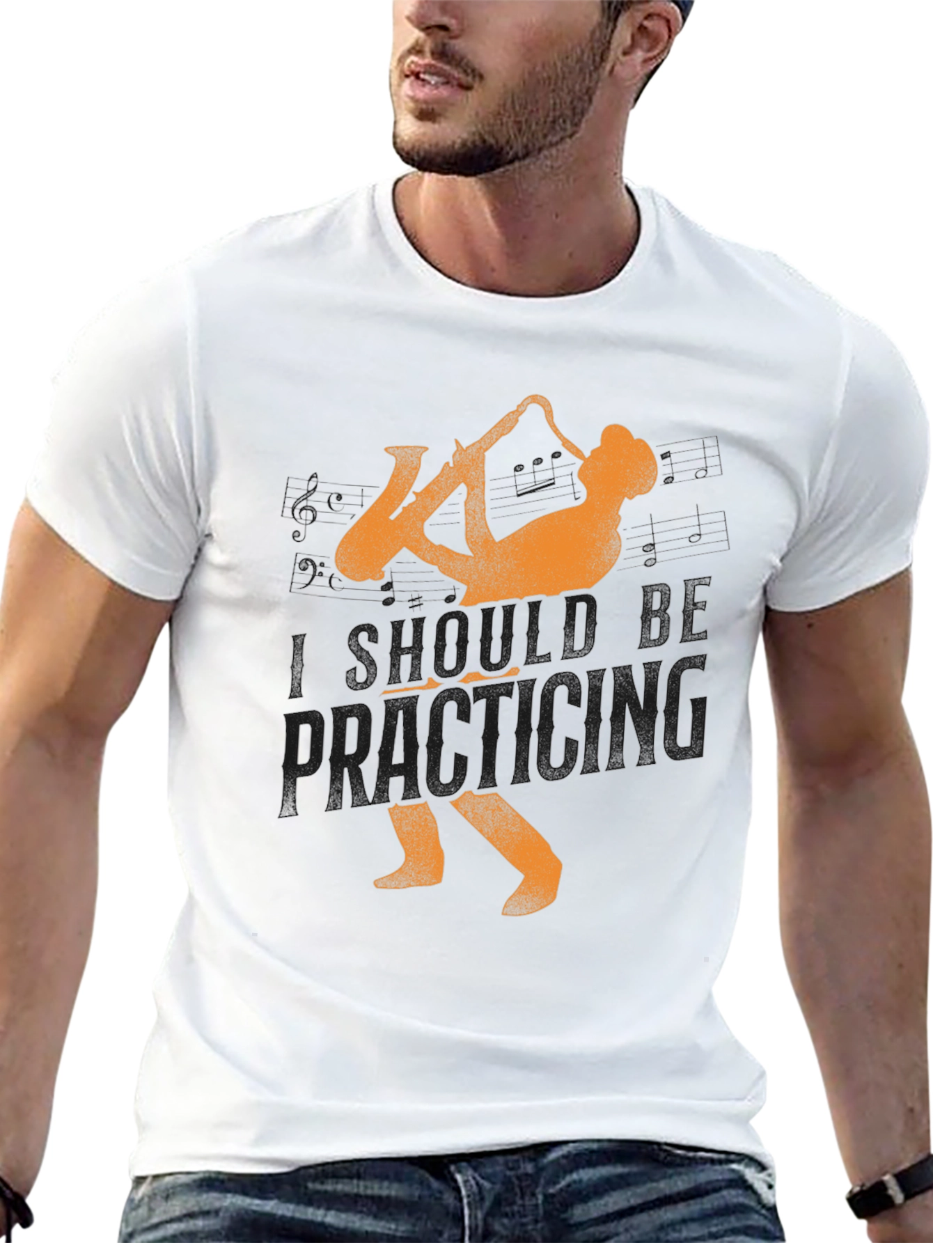 Saxophone Player Graphic T-Shirt - Black