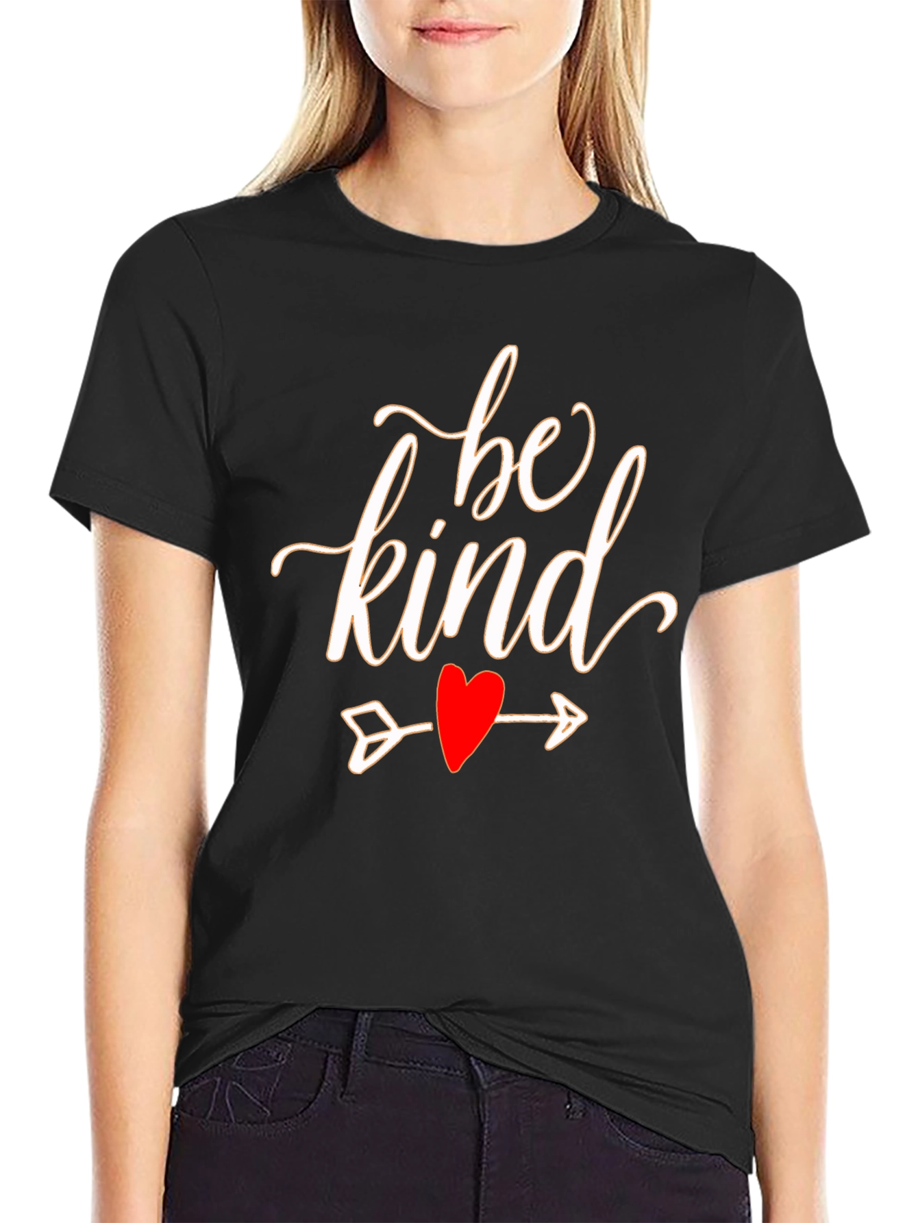 Be Kind Heart Arrow Graphic Black T-Shirt