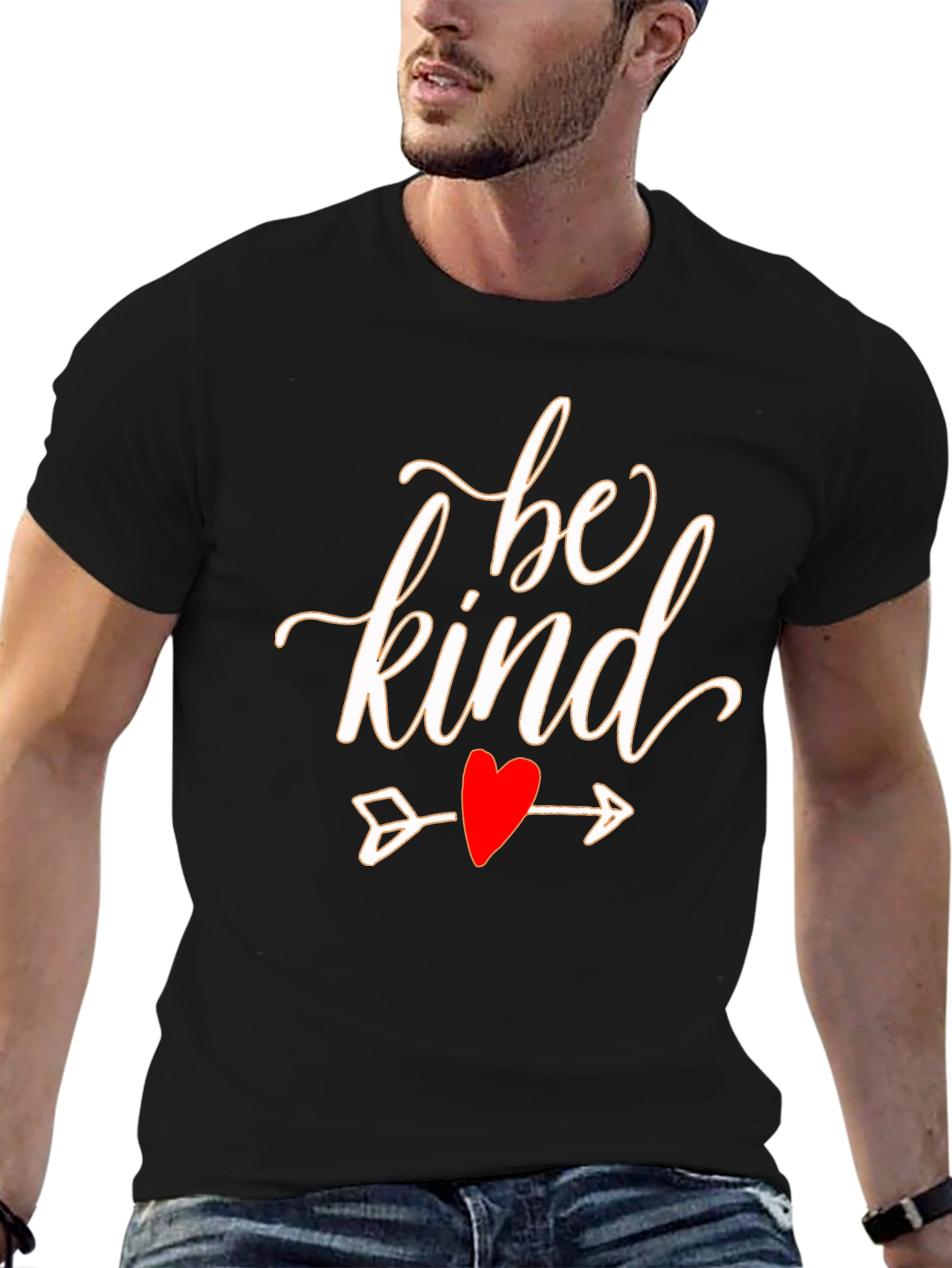 Be Kind Heart Arrow Graphic Black T-Shirt