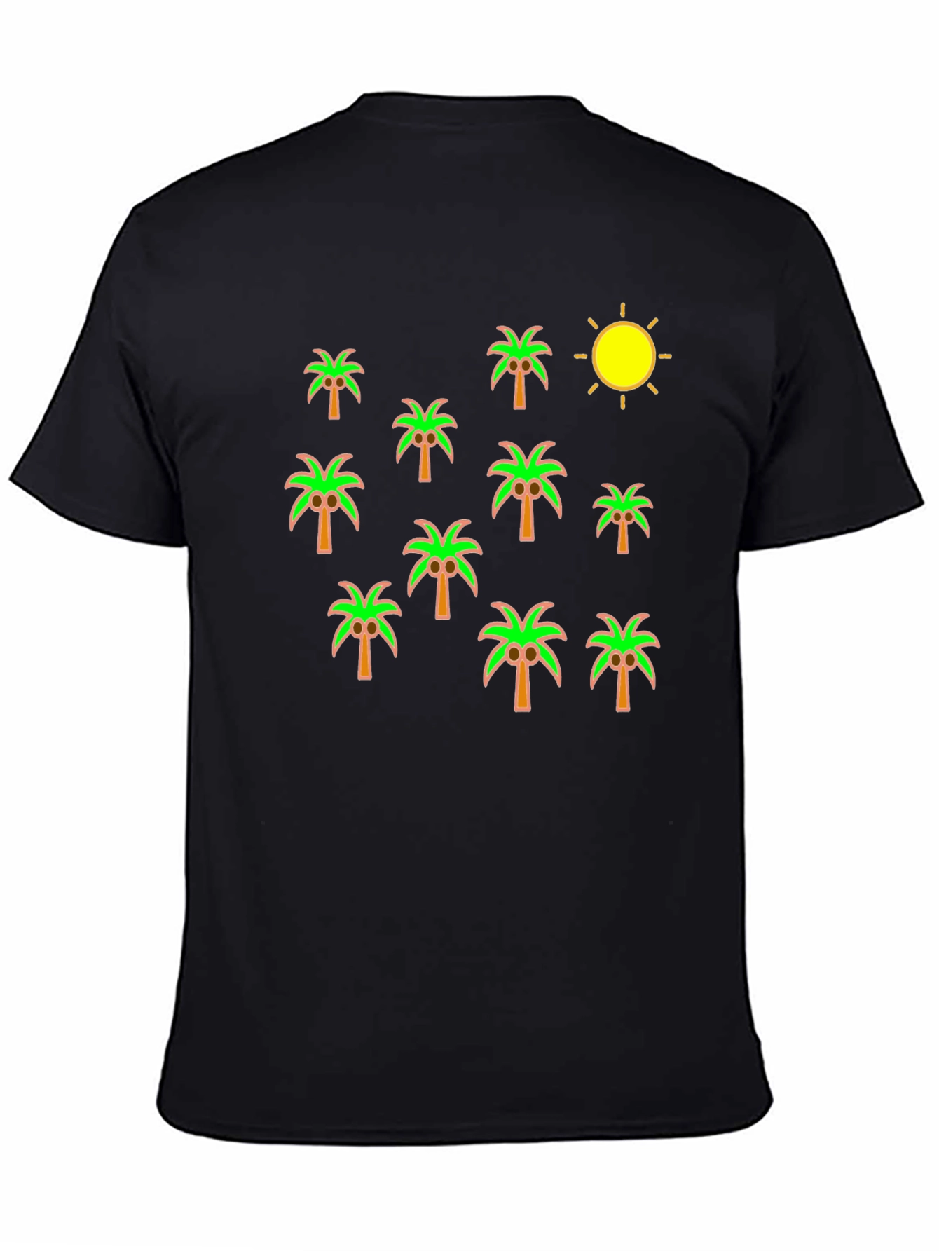 Palm Tree & Sun Graphic Black T-Shirt