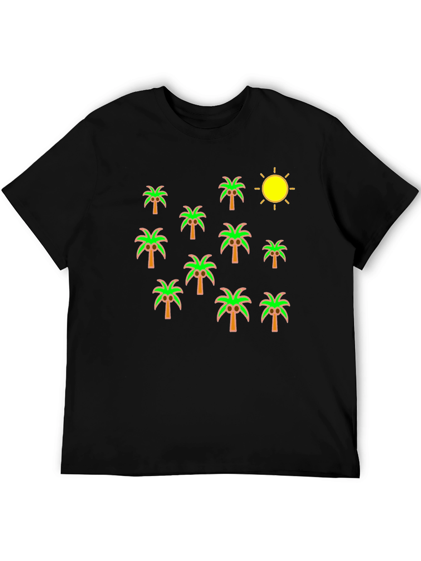 Palm Tree & Sun Graphic Black T-Shirt