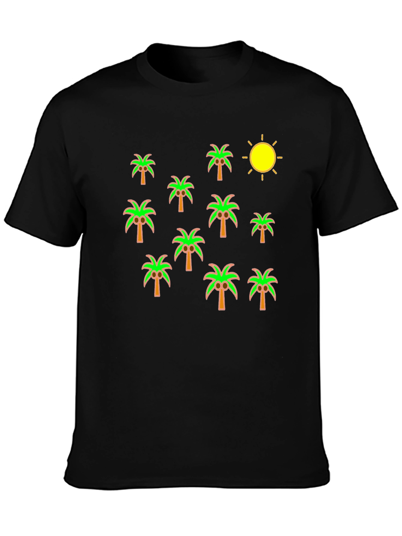 Palm Tree & Sun Graphic Black T-Shirt