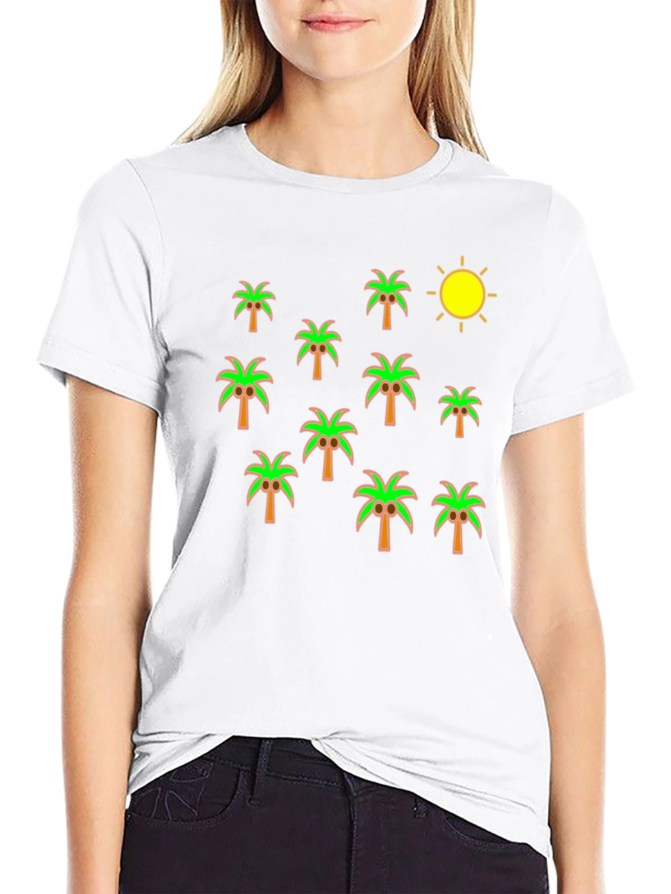 Palm Tree & Sun Graphic Black T-Shirt