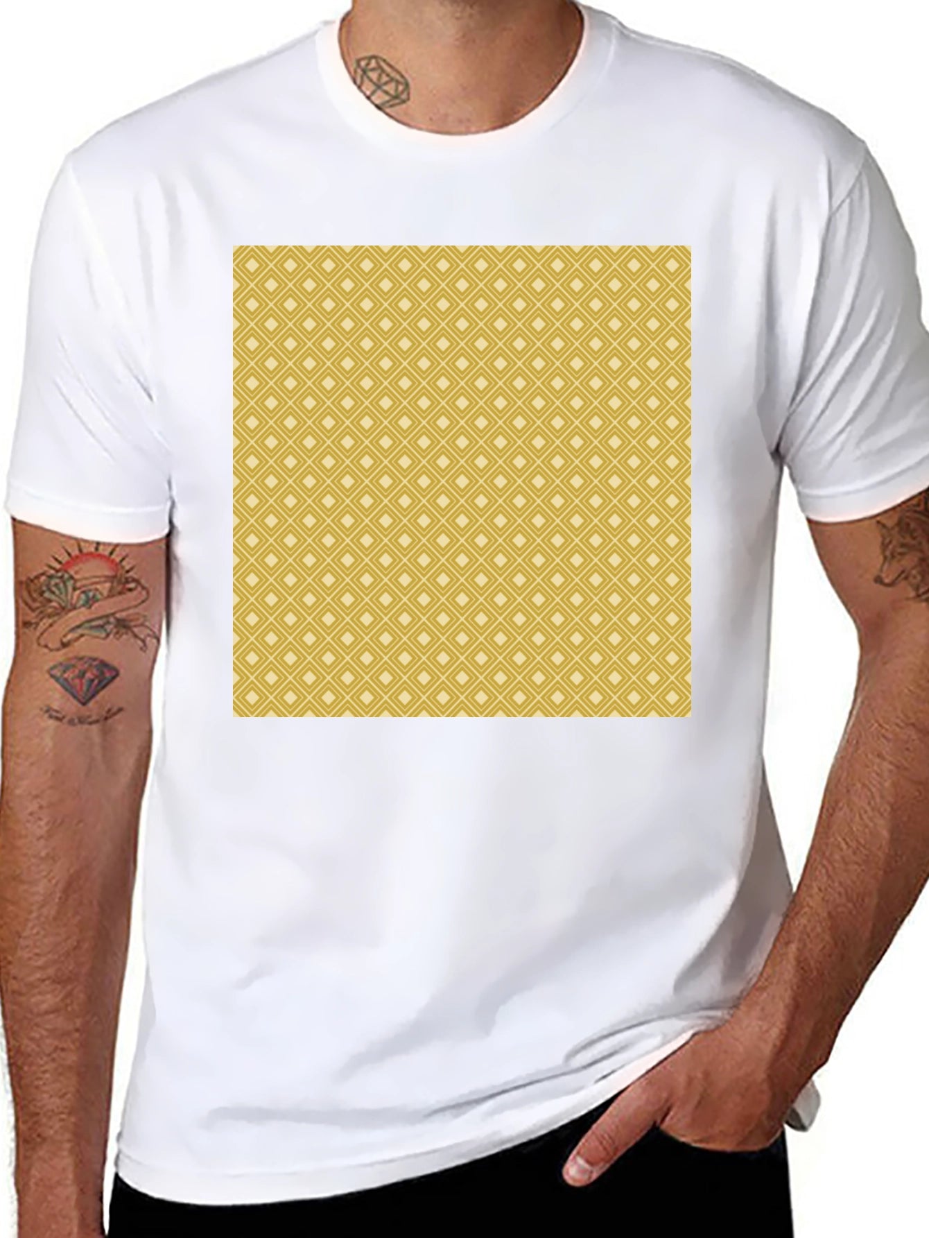 Stylish Patterned Mens Black T-Shirt