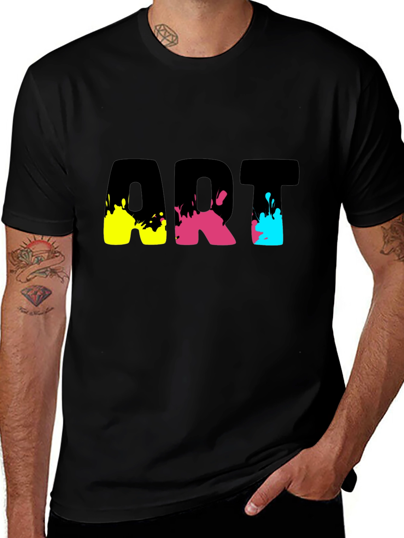 Abstract Art Splatter Graphic Tee - Black