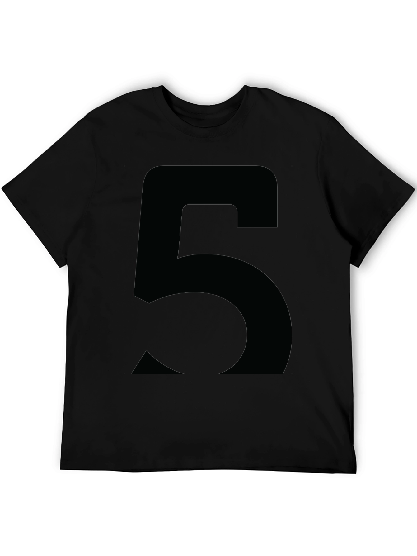 Bold Number 5 Graphic Tee - Classic Black Cotton