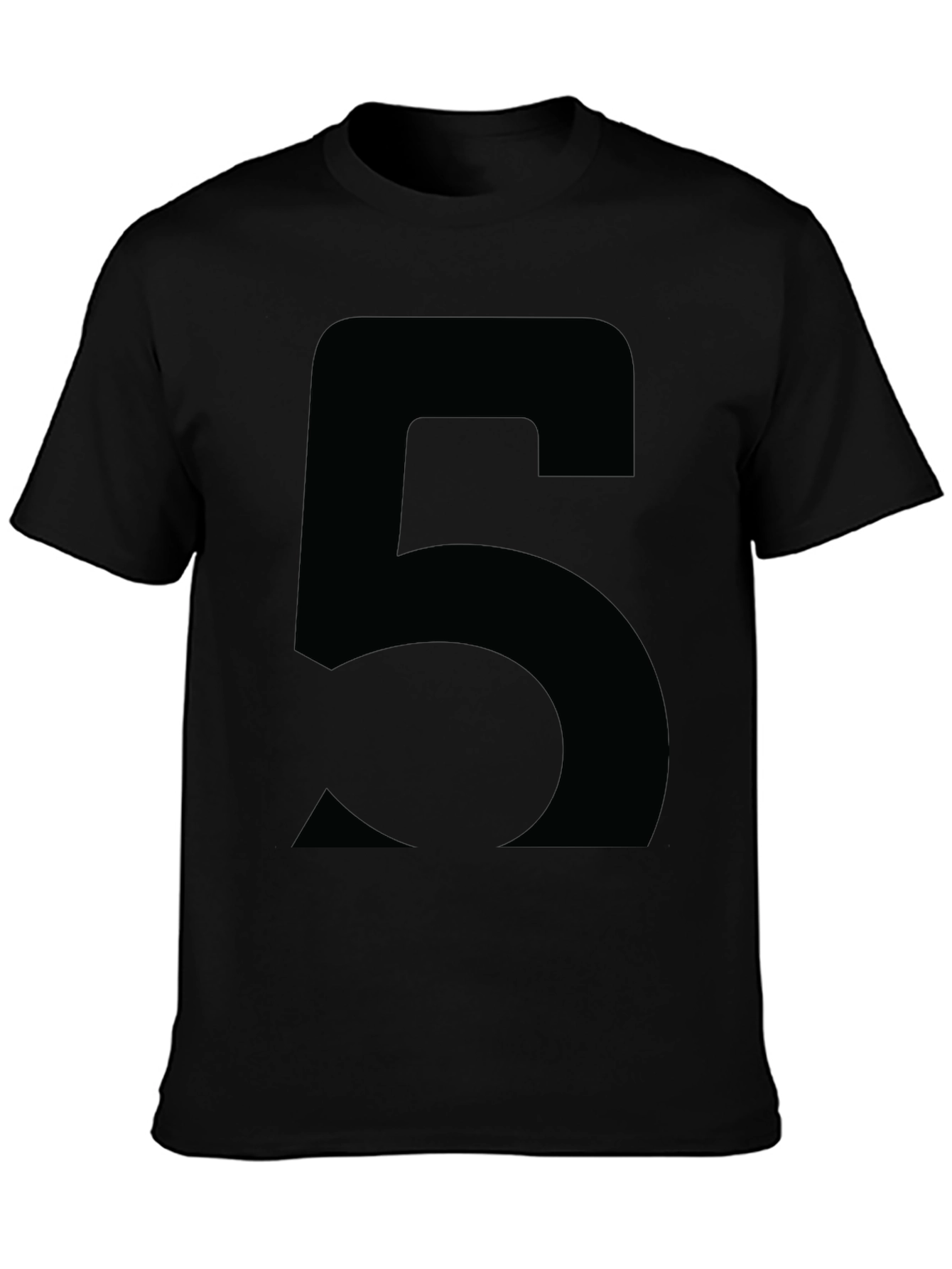 Bold Number 5 Graphic Tee - Classic Black Cotton