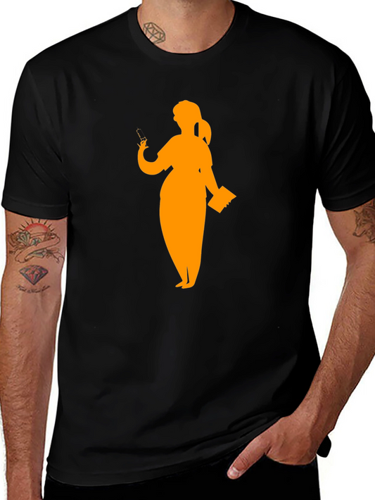 Silhouette Teacher Graphic Tee - Black Cotton T-Shirt