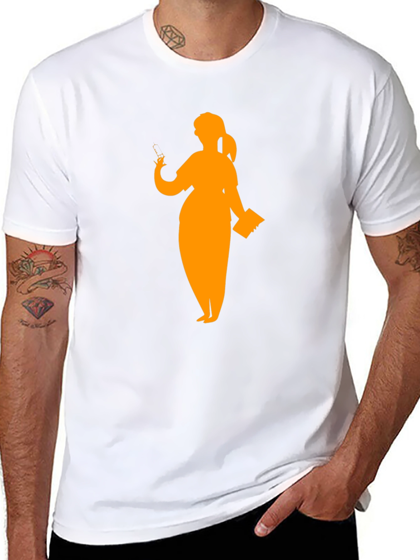 Silhouette Teacher Graphic Tee - Black Cotton T-Shirt