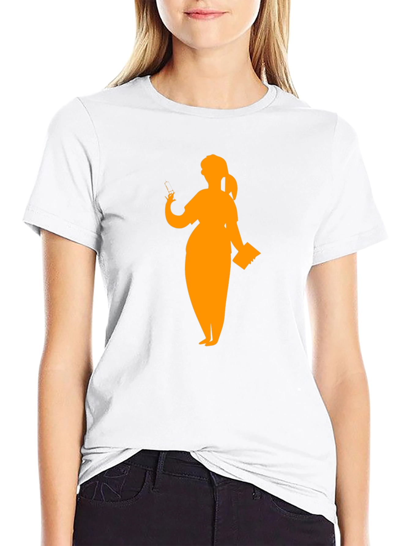 Silhouette Teacher Graphic Tee - Black Cotton T-Shirt
