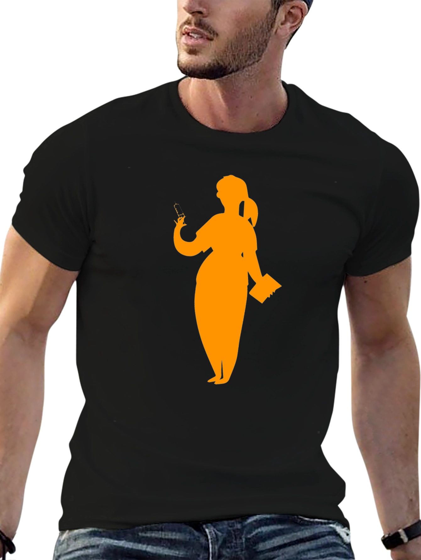 Silhouette Teacher Graphic Tee - Black Cotton T-Shirt