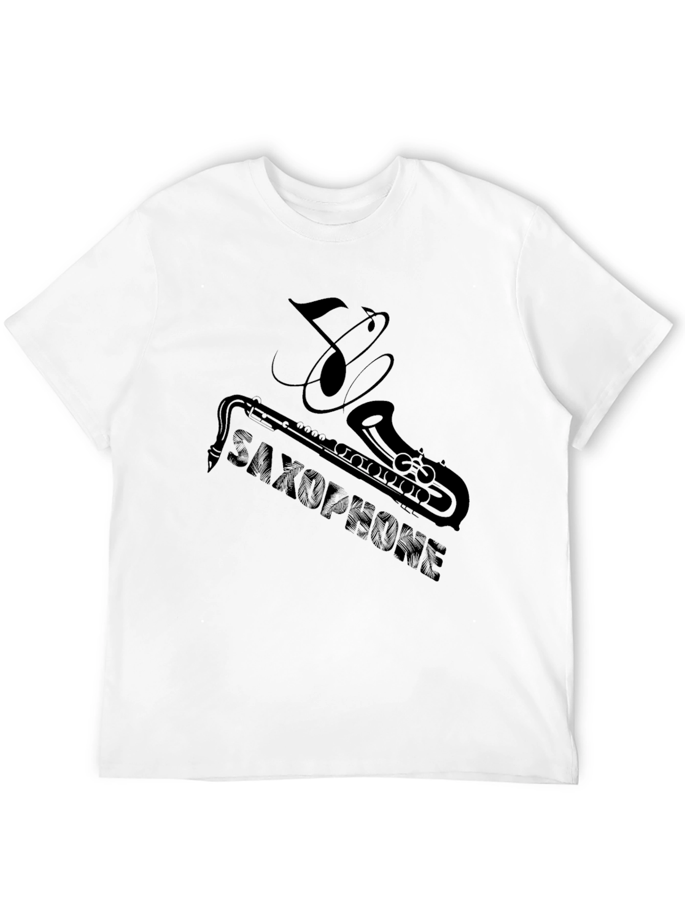 Saxophone Music Note Graphic T-Shirt - Black