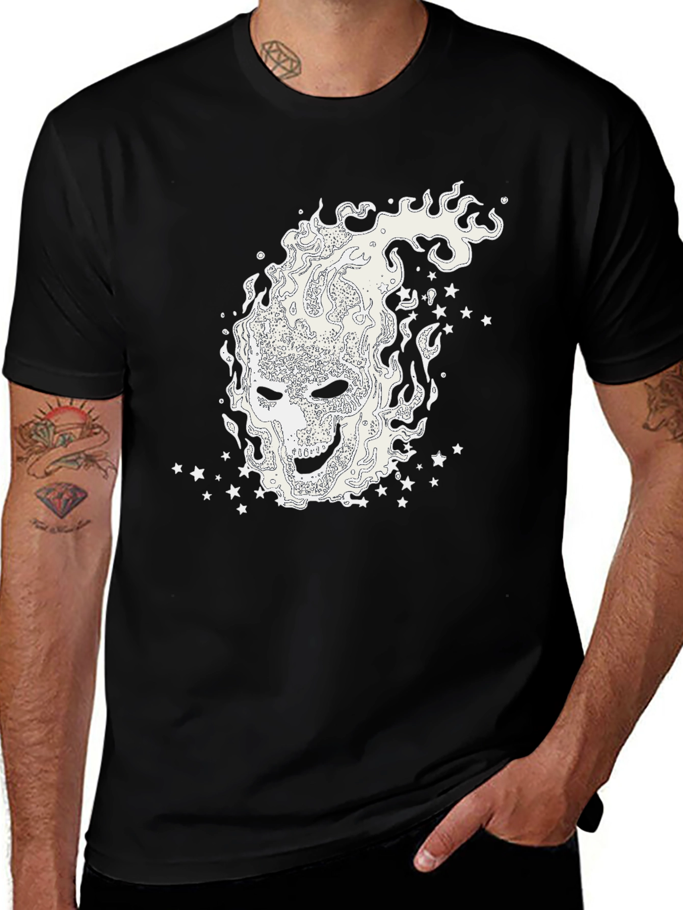 Mystic Flames Graphic Tee - Black Cotton Shirt