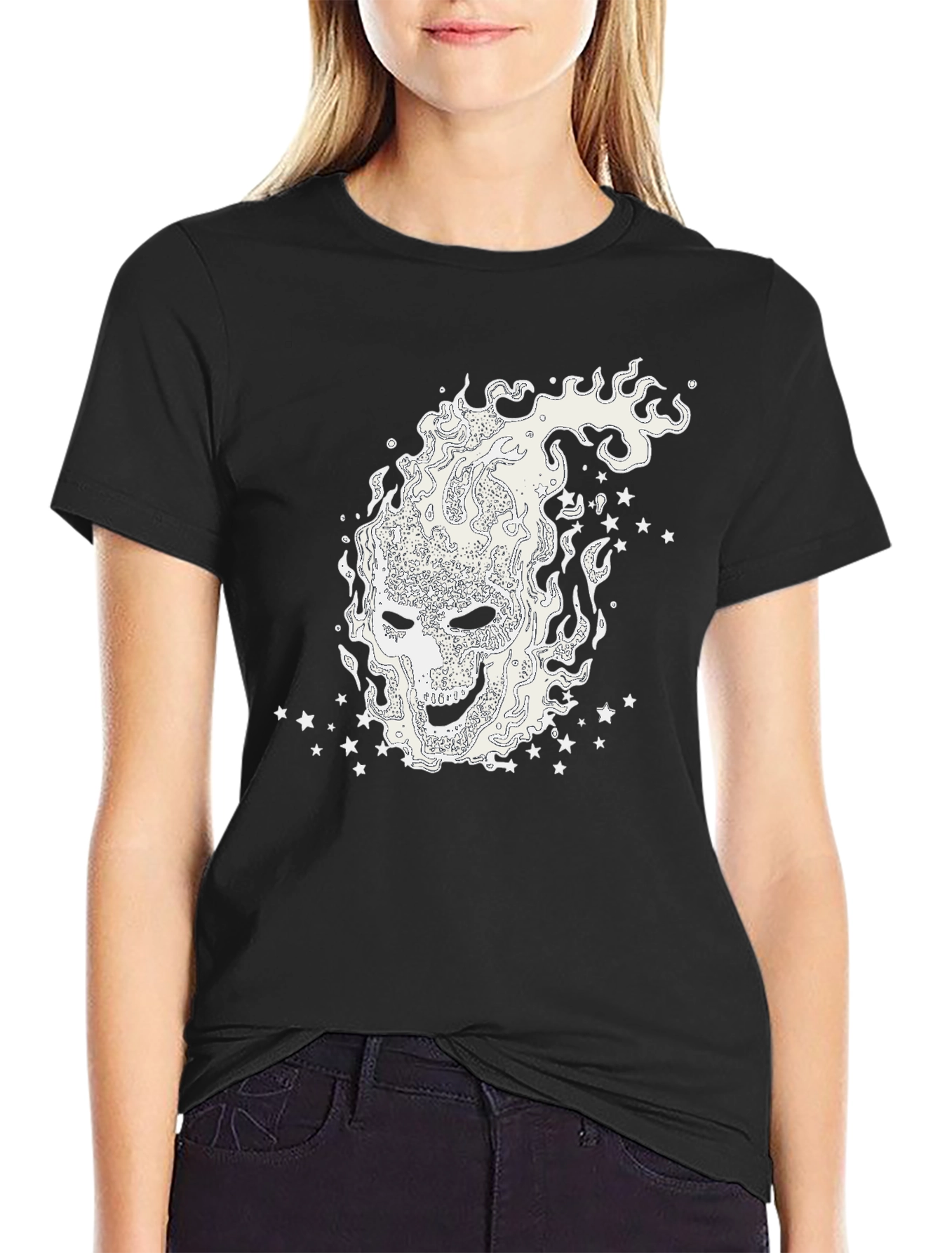 Mystic Flames Graphic Tee - Black Cotton Shirt