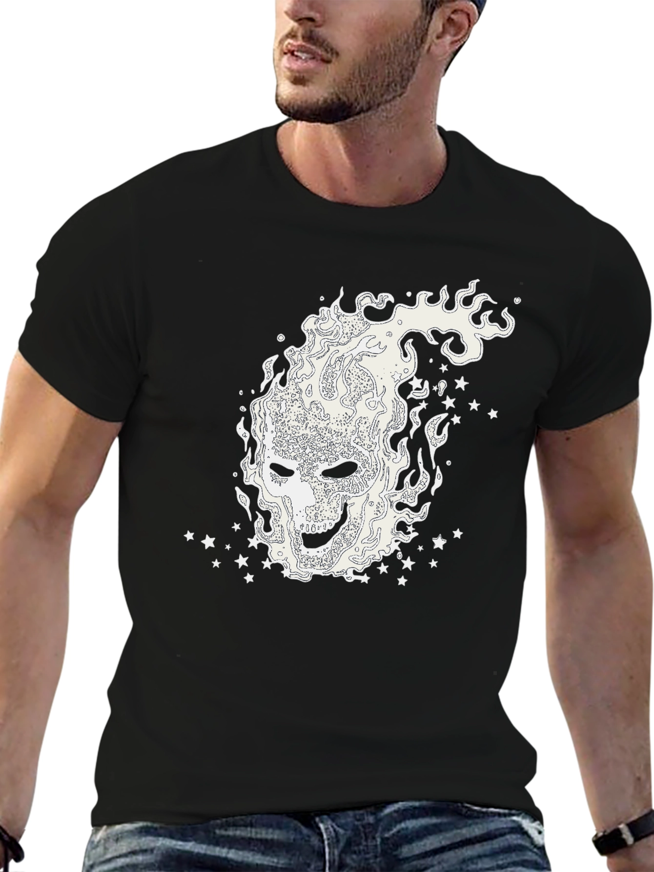 Mystic Flames Graphic Tee - Black Cotton Shirt