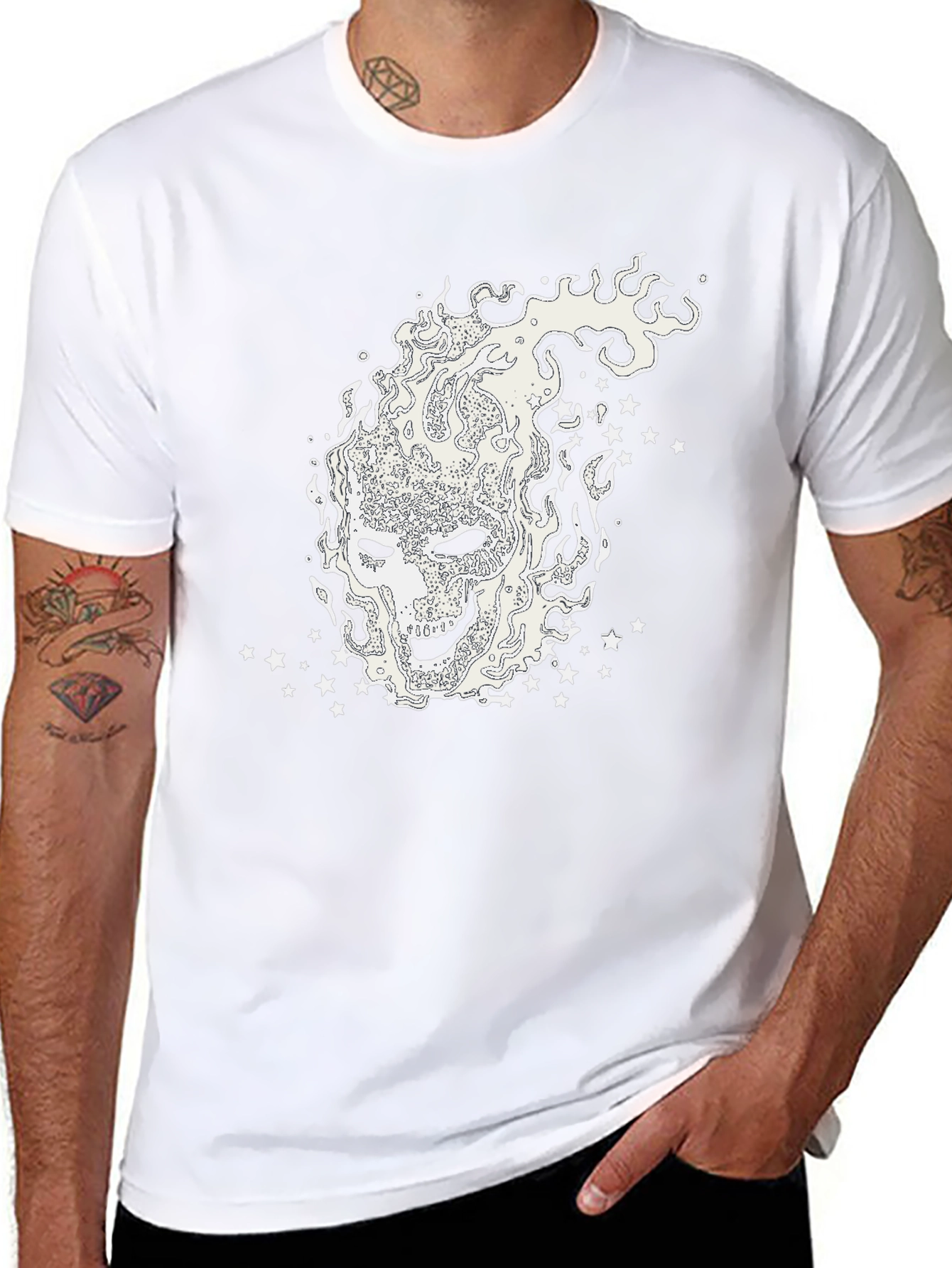 Mystic Flames Graphic Tee - Black Cotton Shirt