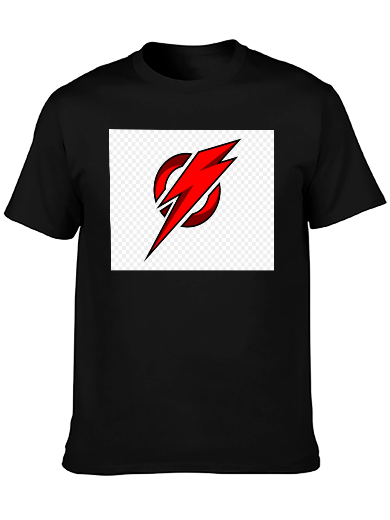 Red Lightning Bolt Circle Graphic T-Shirt