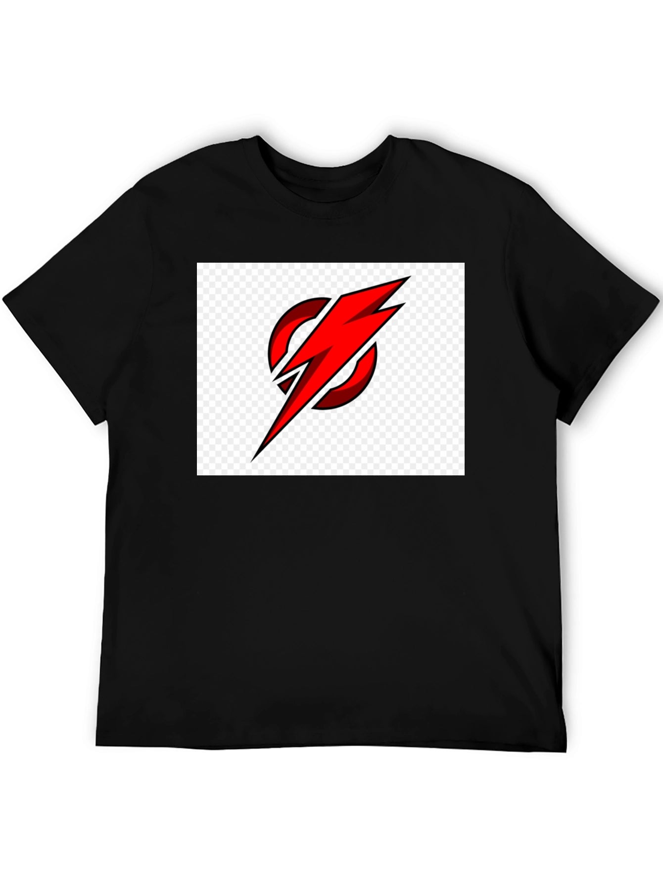Red Lightning Bolt Circle Graphic T-Shirt