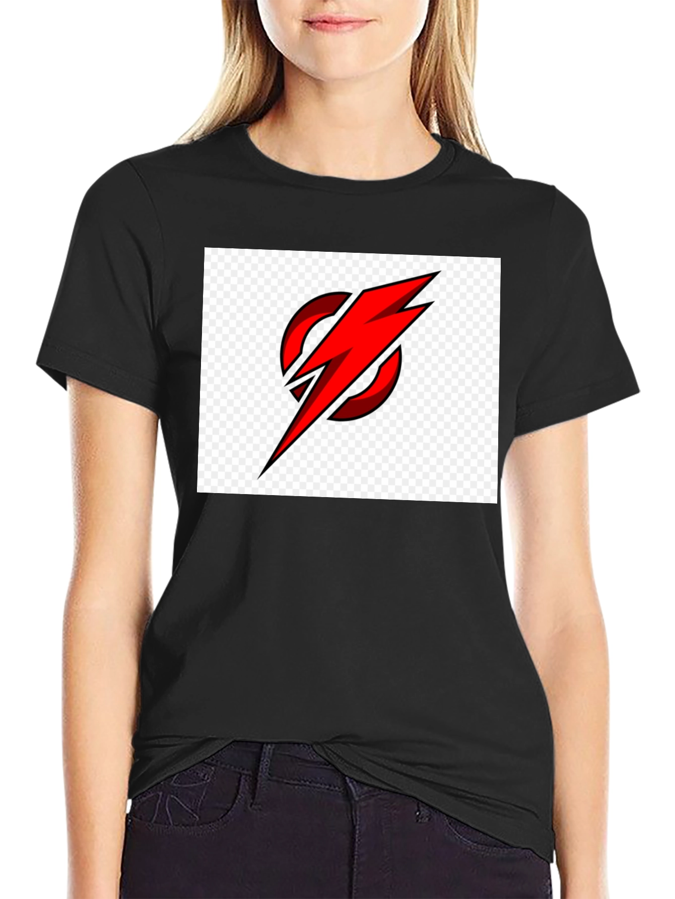 Red Lightning Bolt Circle Graphic T-Shirt