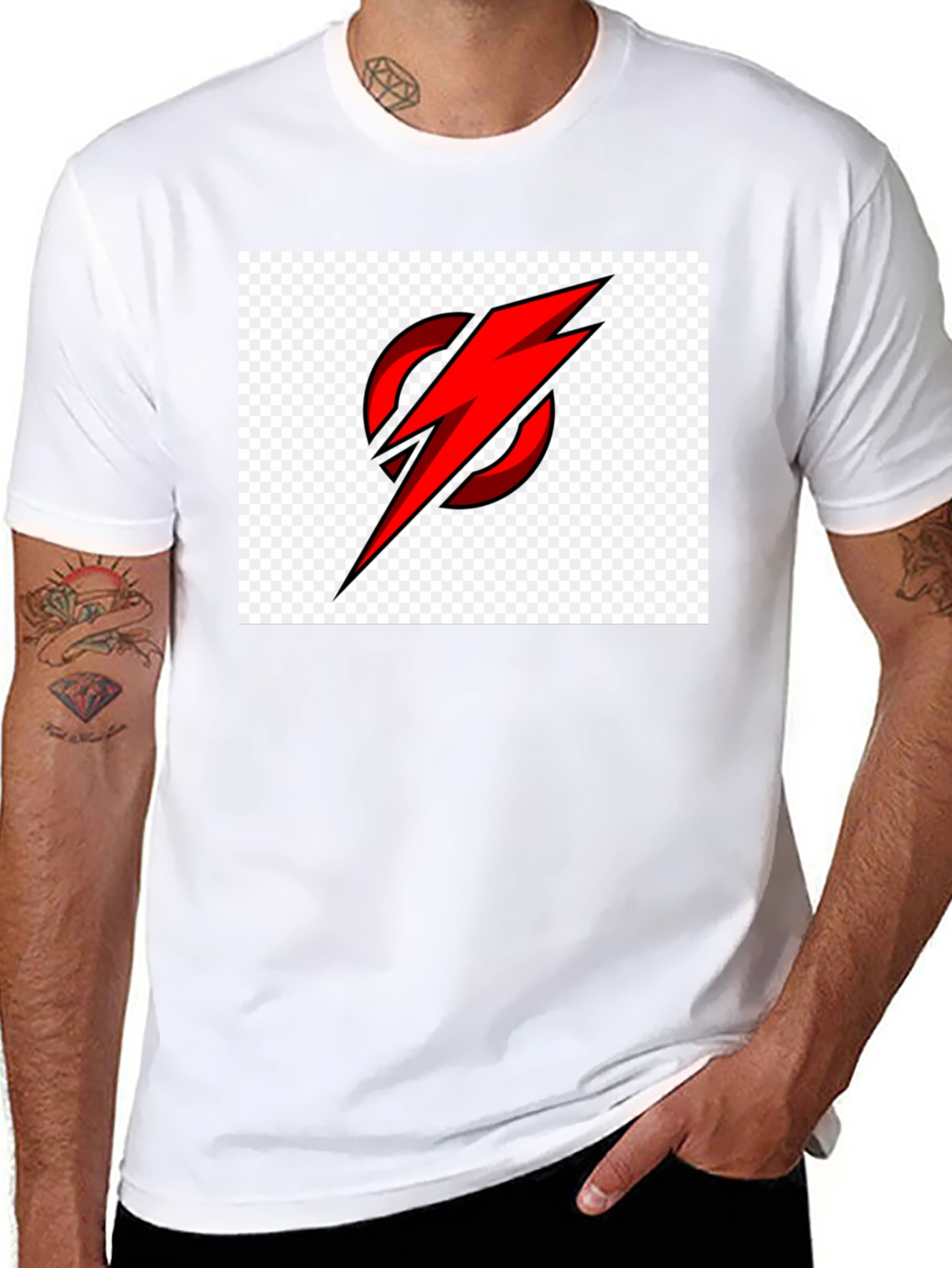 Red Lightning Bolt Circle Graphic T-Shirt
