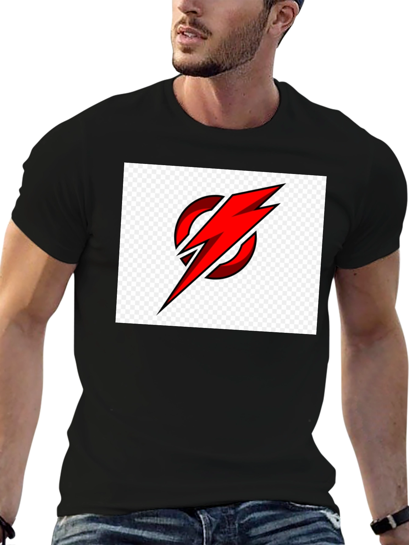 Red Lightning Bolt Circle Graphic T-Shirt