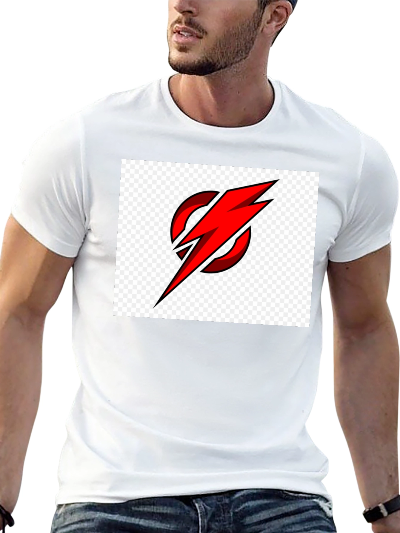 Red Lightning Bolt Circle Graphic T-Shirt