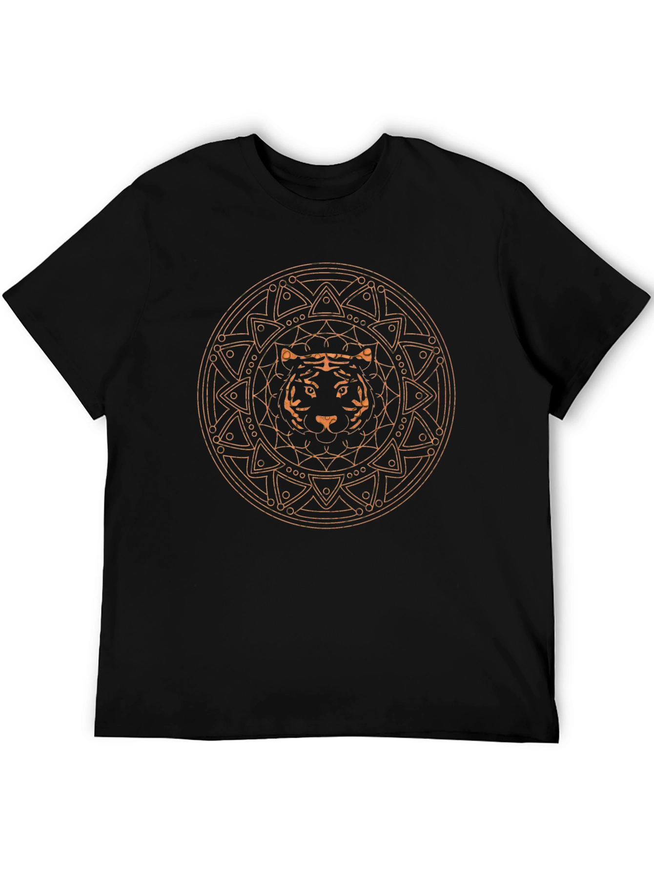 Tiger Mandala Graphic Tee - Stylish Mens Black T-Shirt
