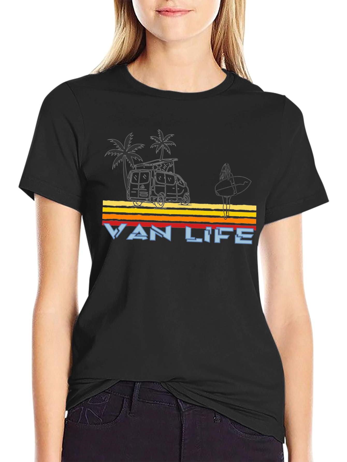Retro Van Life Graphic Tee - Black