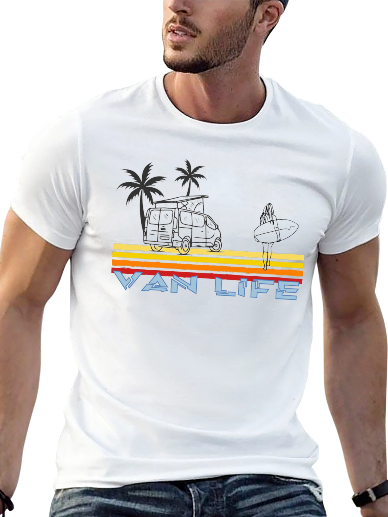 Retro Van Life Graphic Tee - Black