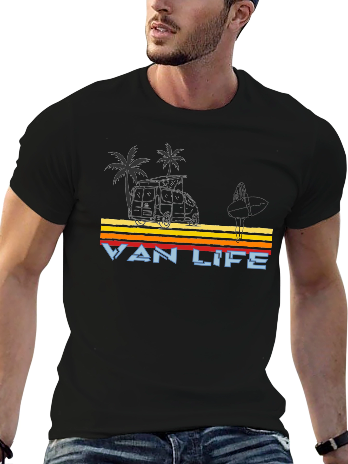 Retro Van Life Graphic Tee - Black