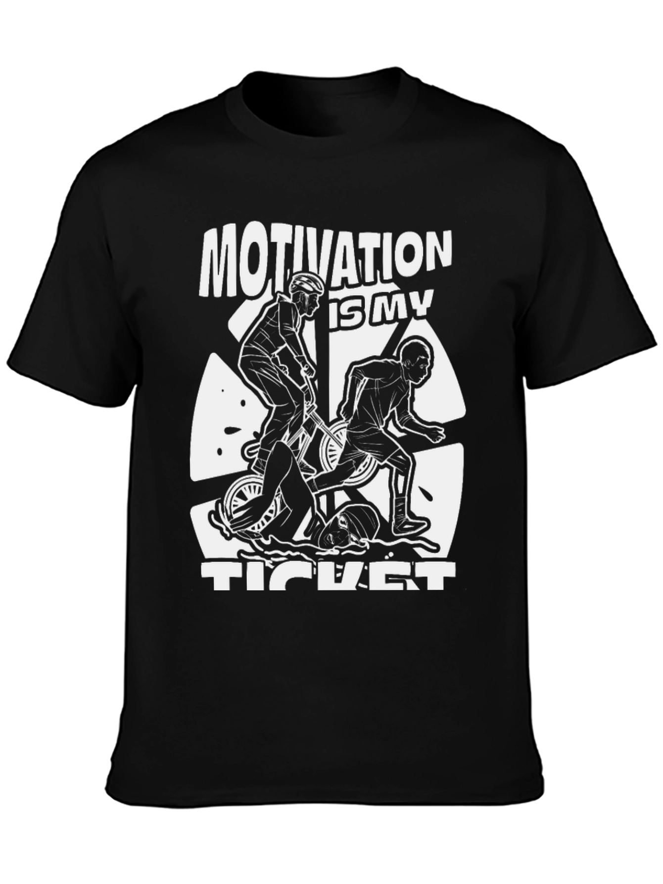 Motivation Ticket Black Graphic Tee