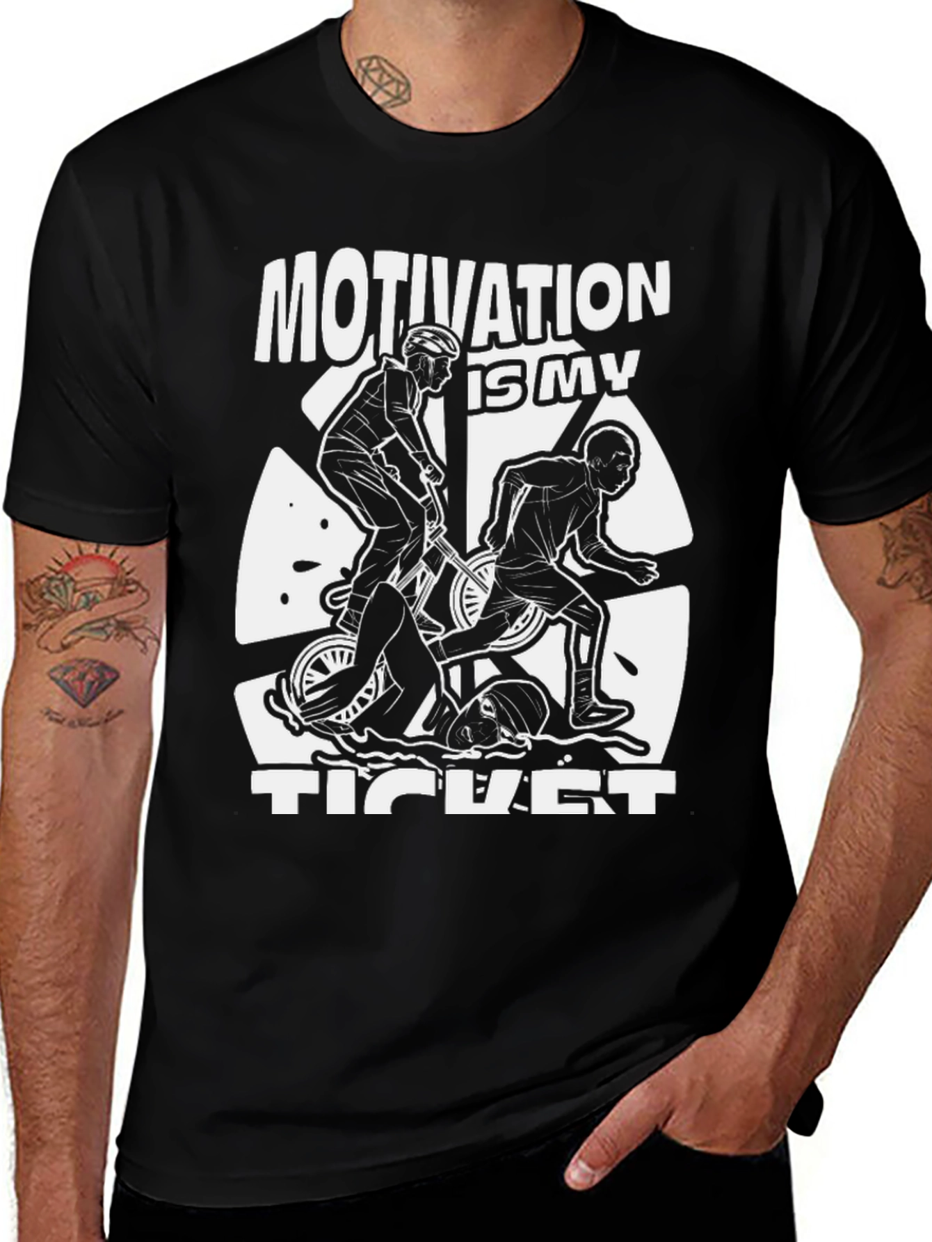 Motivation Ticket Black Graphic Tee