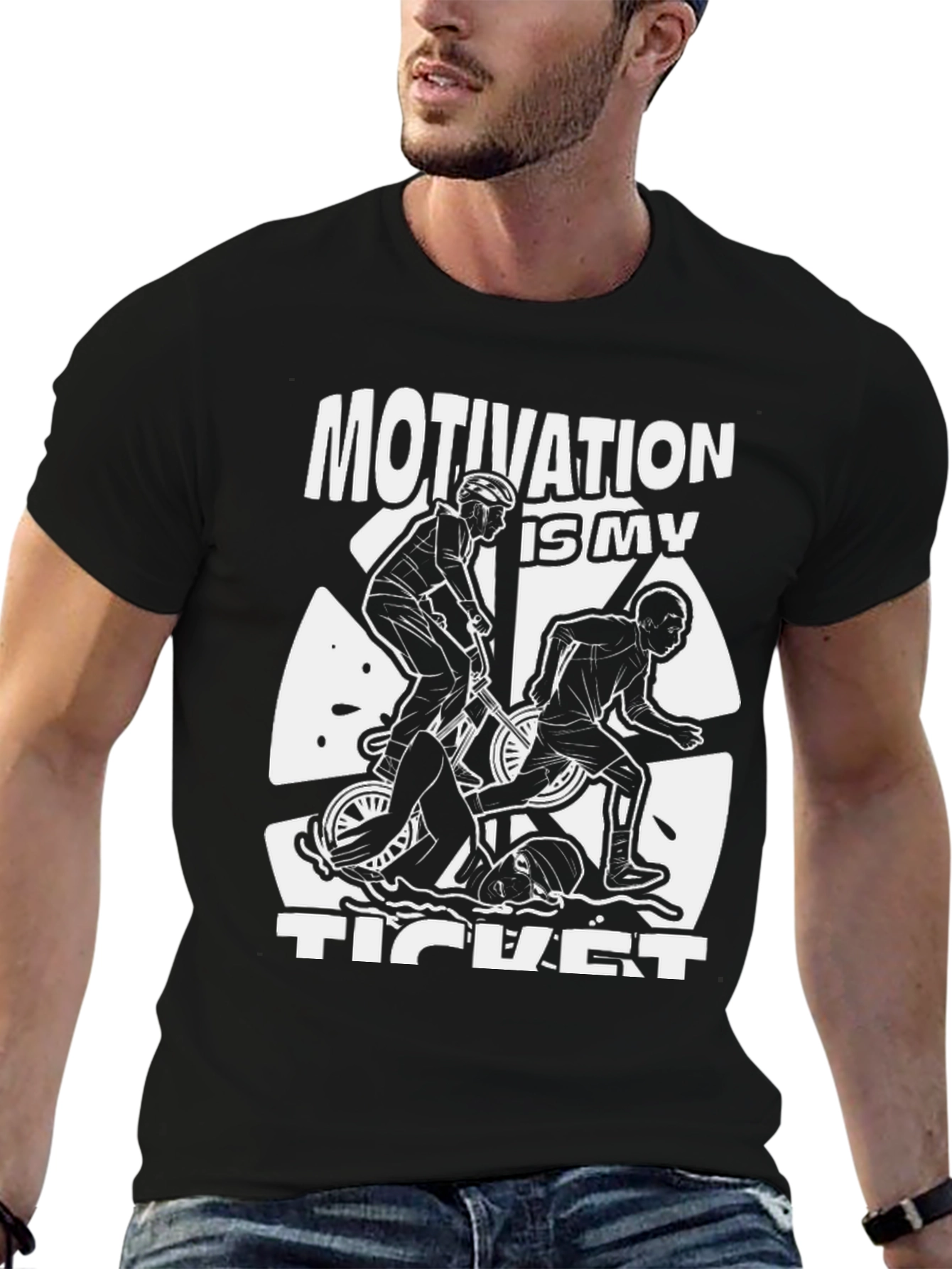 Motivation Ticket Black Graphic Tee