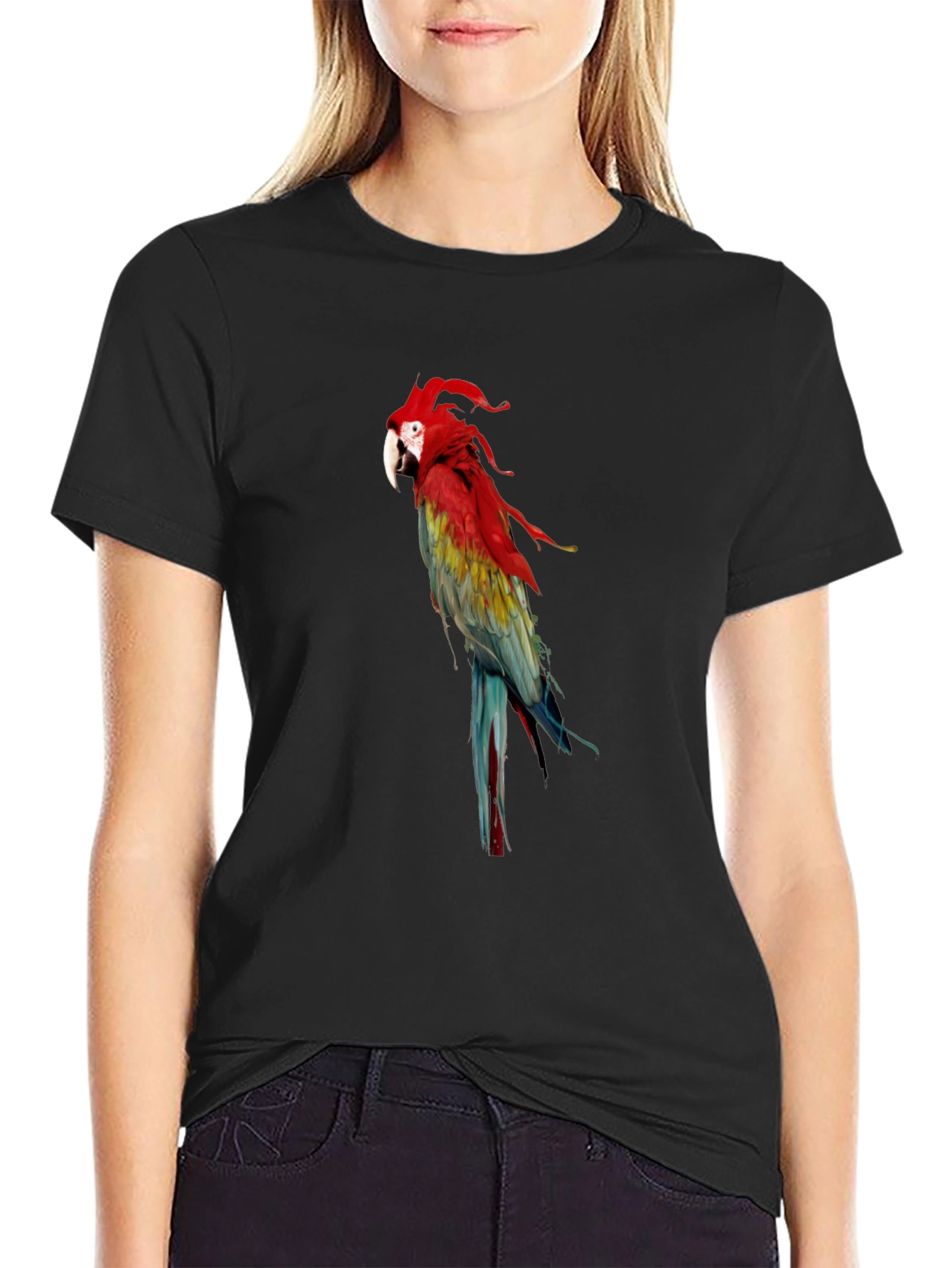 Parrot Graphic Tee - Vivid Bird Print T-Shirt