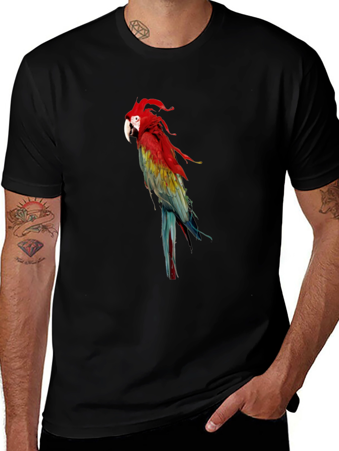 Parrot Graphic Tee - Vivid Bird Print T-Shirt