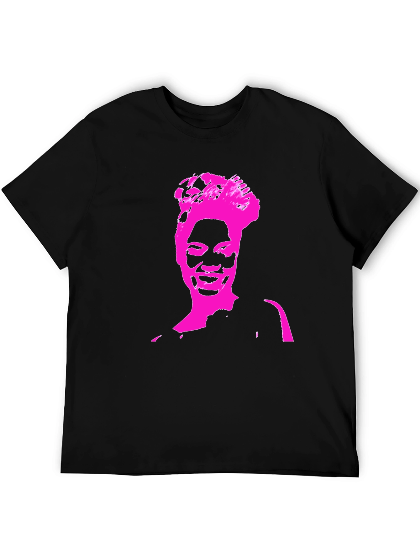 Stylish Black T-Shirt with Pink Portrait Graphic