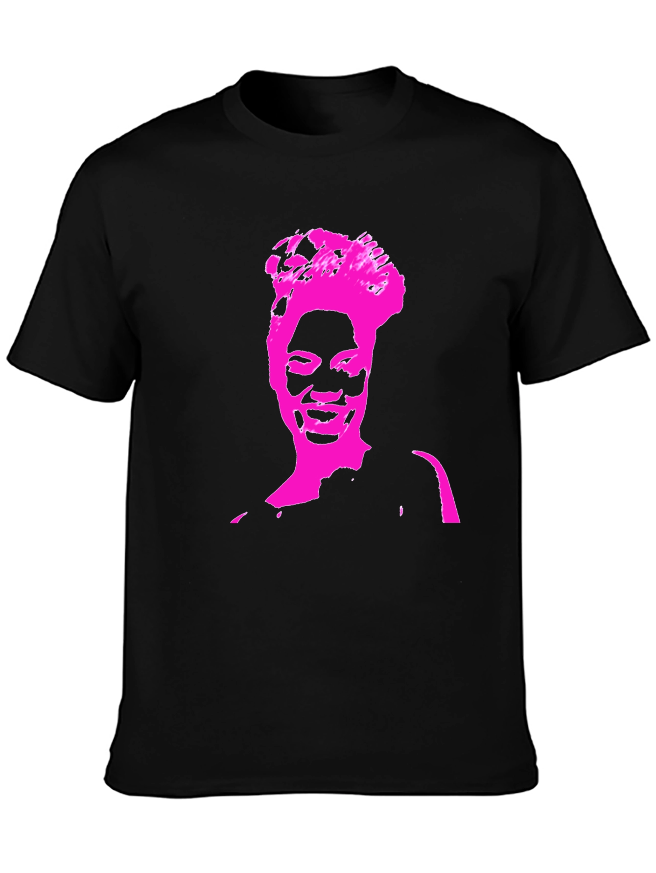 Stylish Black T-Shirt with Pink Portrait Graphic