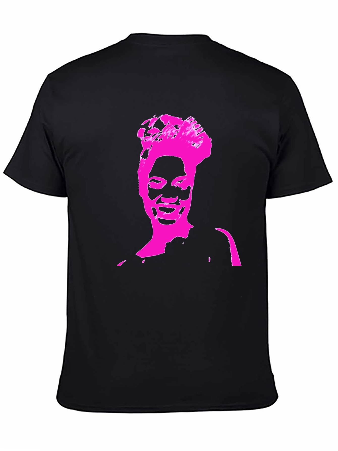 Stylish Black T-Shirt with Pink Portrait Graphic