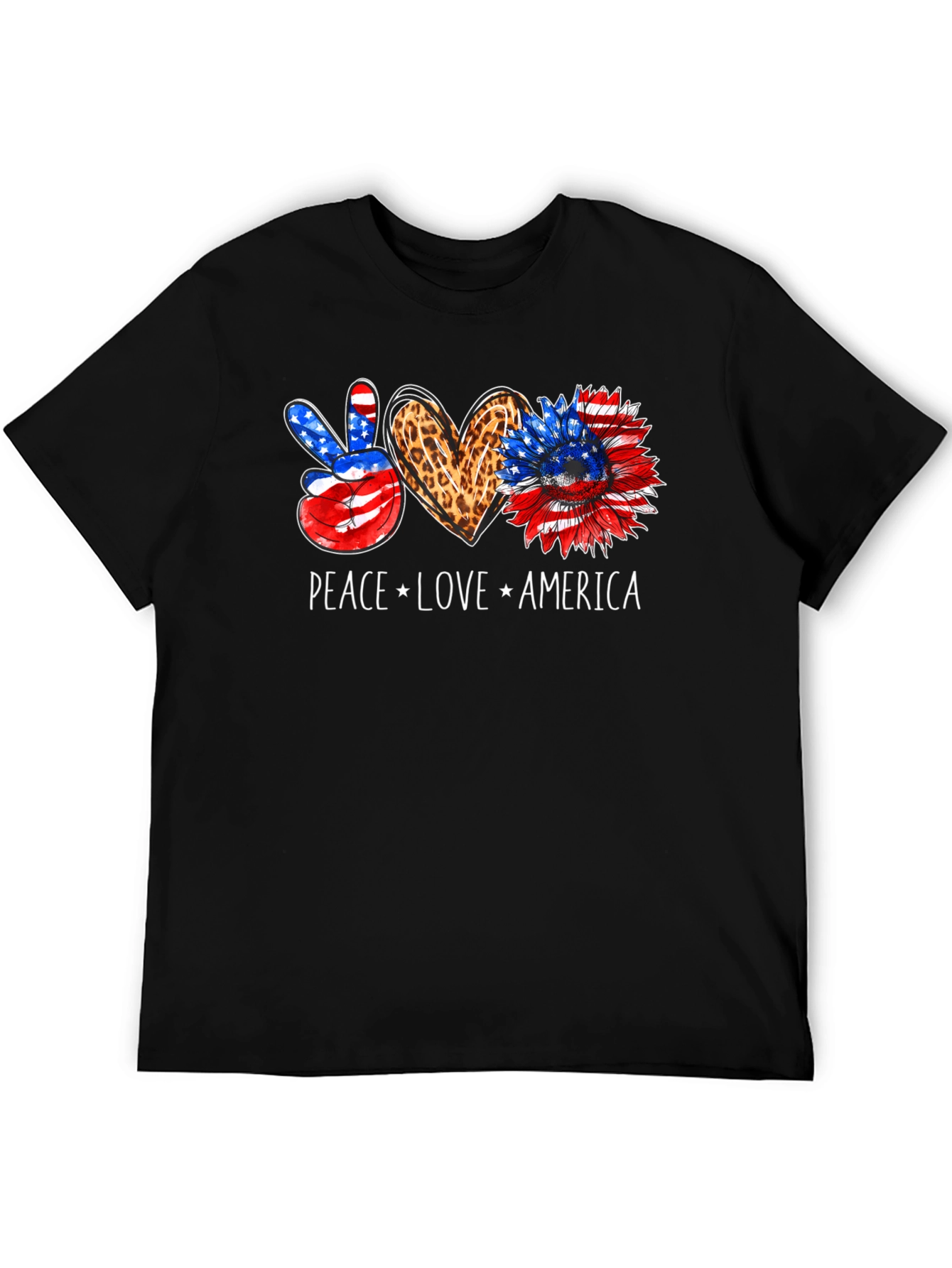 Peace Love America Patriotic Graphic Tee