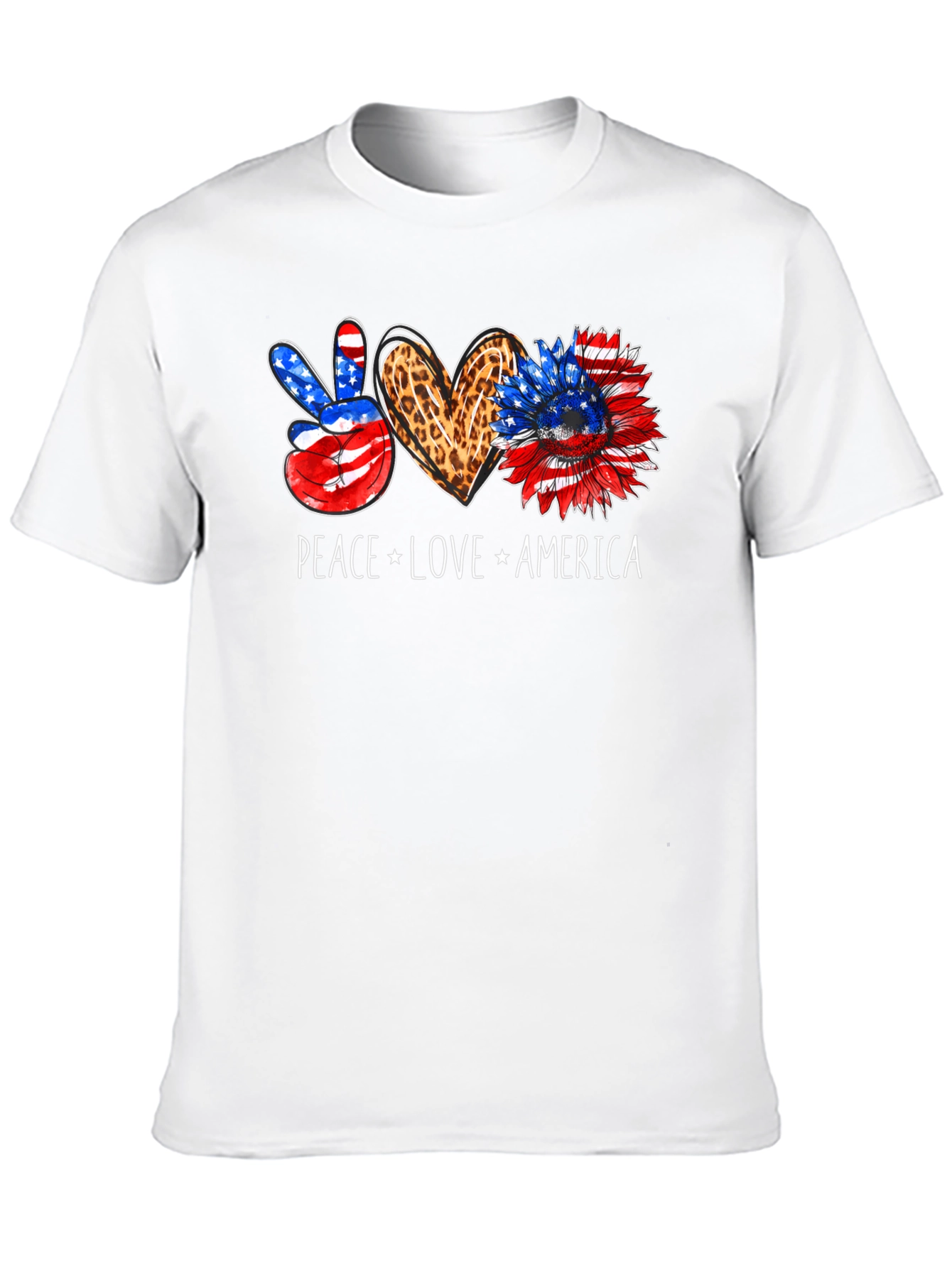 Peace Love America Patriotic Graphic Tee