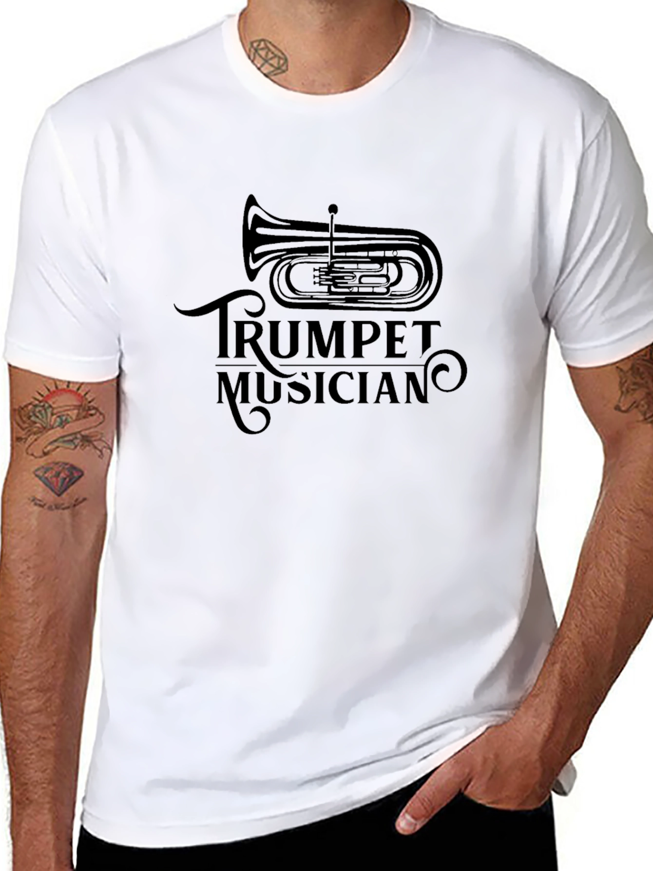 Trumpet Musician Black Graphic Tee
