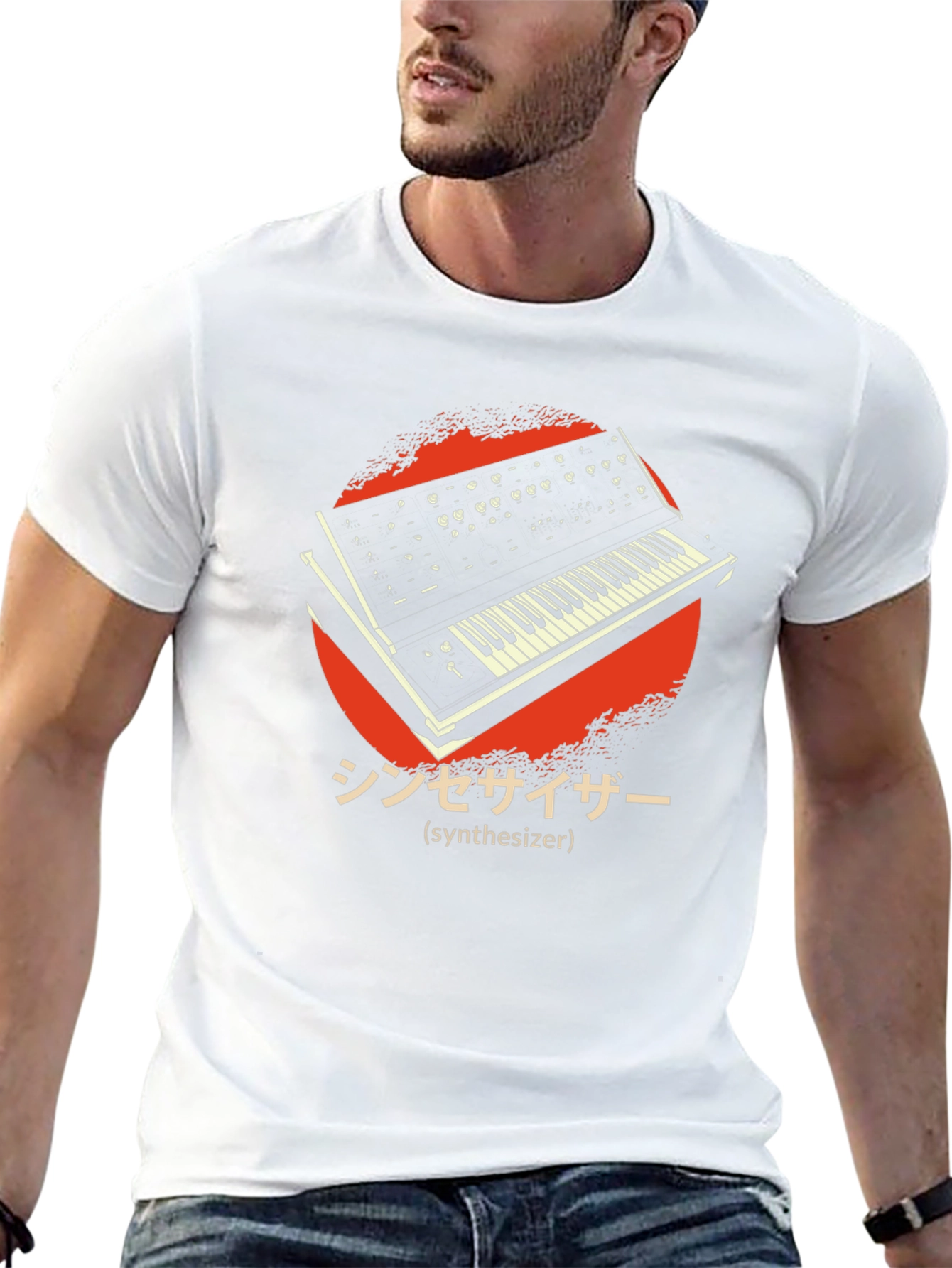Retro Synthesizer Graphic T-Shirt - Black