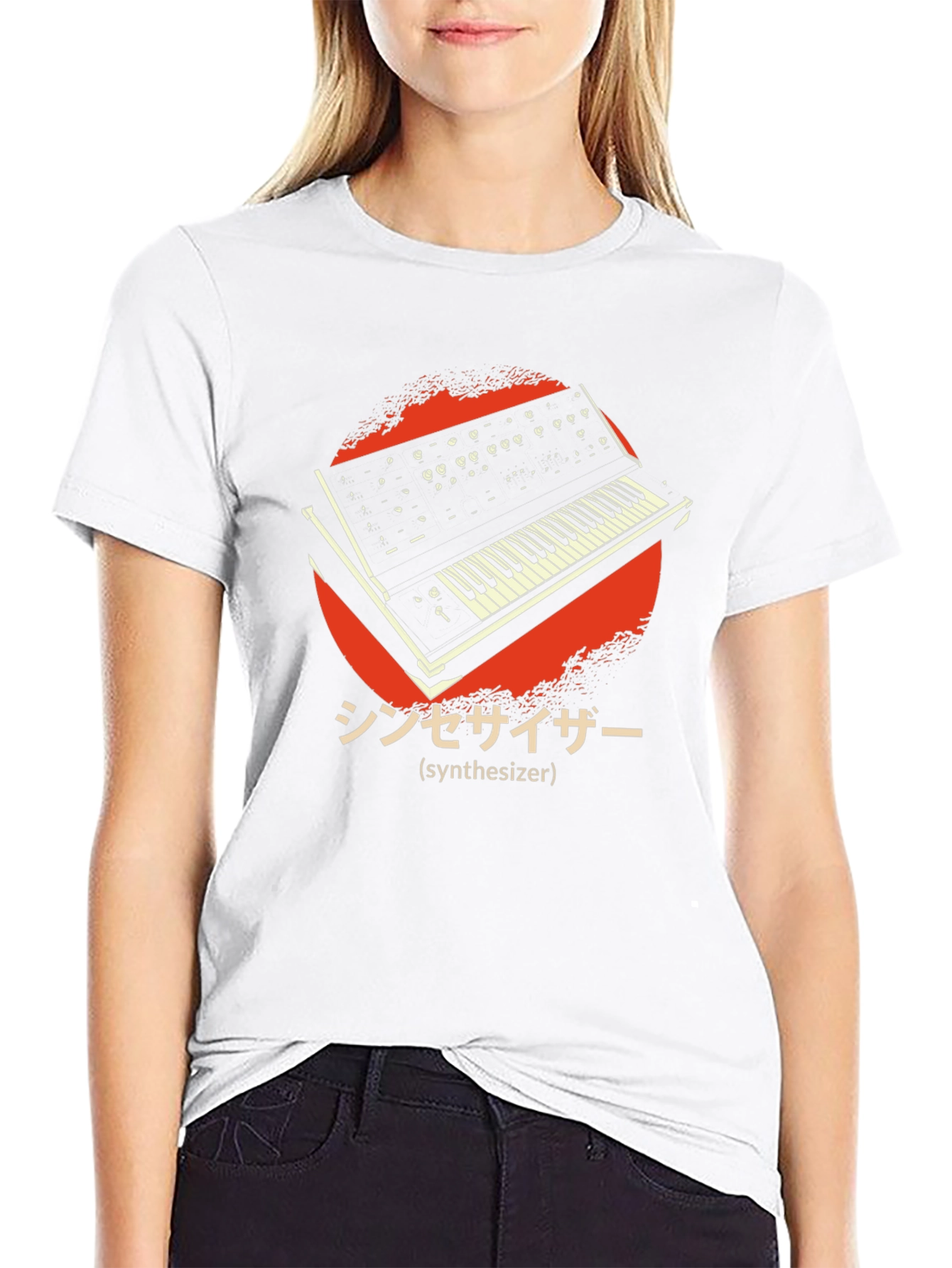 Retro Synthesizer Graphic T-Shirt - Black